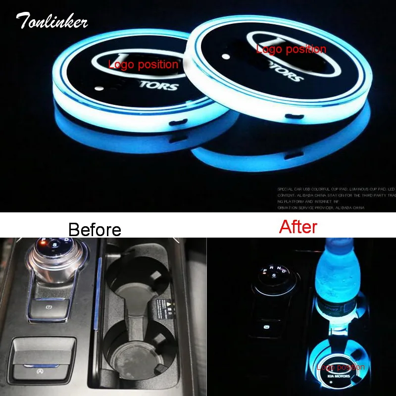 Tonlinker 2018 новая версия 2 шт. Универсальный RGB 7 цветов светодиодный подстаканник