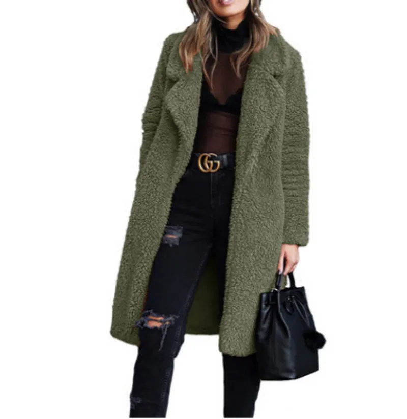 picture color3 XUXI, Женская длинная куртка, Женский Повседневный Кардиган с открытым передом, верхняя одежда, модное толстое мягкое теплое пушистое пальто с плюшевым мишкой из флиса FZ227 - Цвет: picture color3