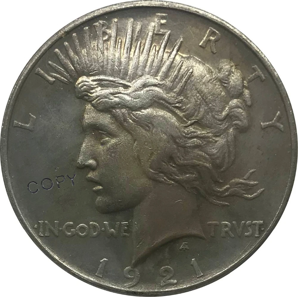 1921 США 1 один доллар мира свобода 90% Серебряная КОПИЯ монета Безвалютные монеты  | Отзывы и видеообзор
