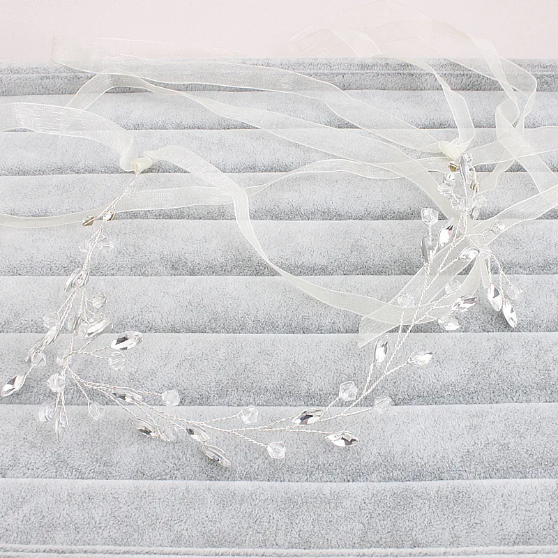 Лента для волос ручной работы с прозрачными кристаллами | Украшения и аксессуары