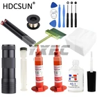 LOCA tp-2500 УФ-клей 5 мл + УФ-лампа для отверждения + средство для удаления УФ-клея + режущая проволока + одежда + чистый нож + инструмент для ремонта iphone LCD