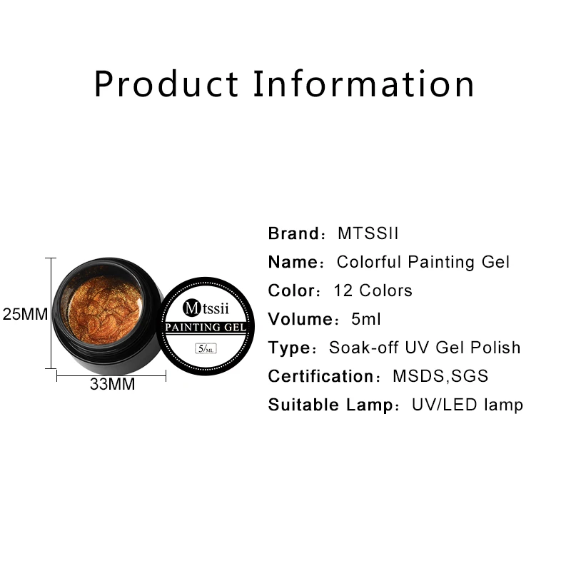 

Mtssii Uv Gel Nail Polish Bling Glitter Rose Platinum Gel Nail Art Design Sequins Manicure Lacquer Painting Varnish Drawing