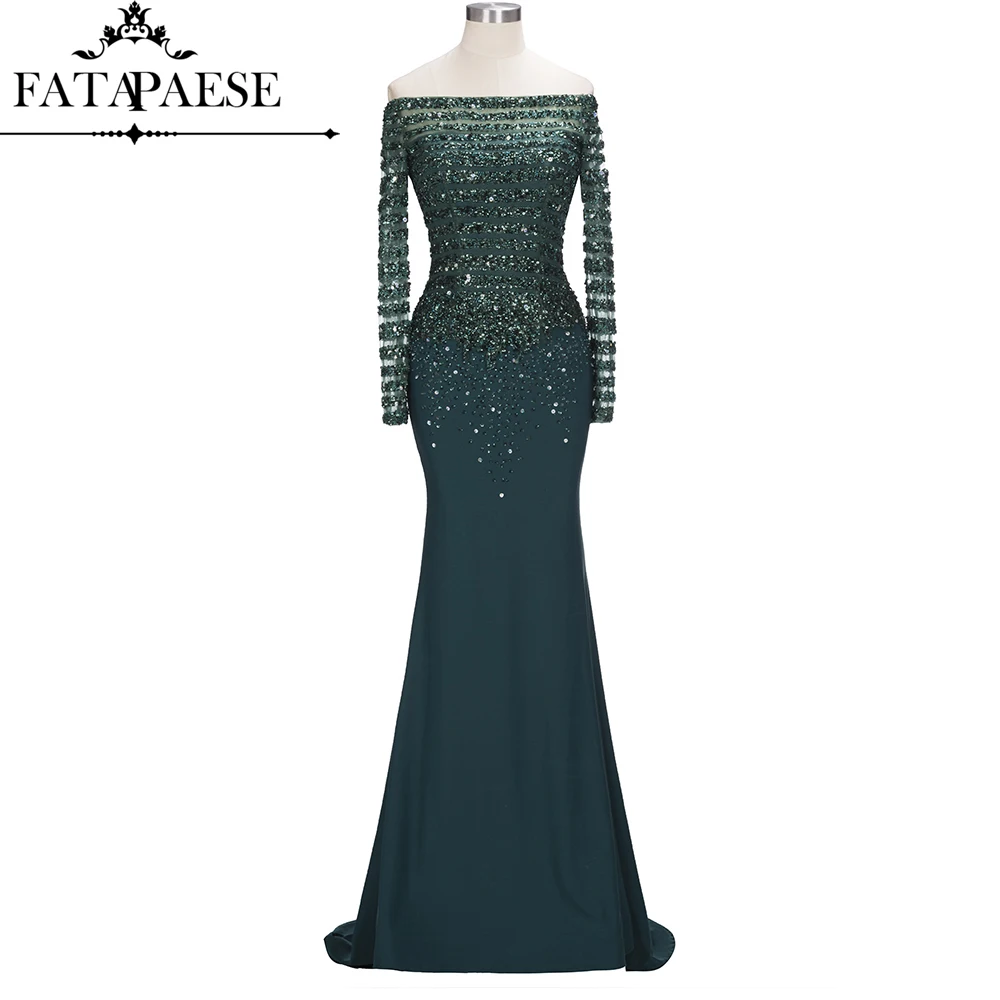 Роскошные зеленые вечерние платья с блестками и бусинами платье русалки длинным