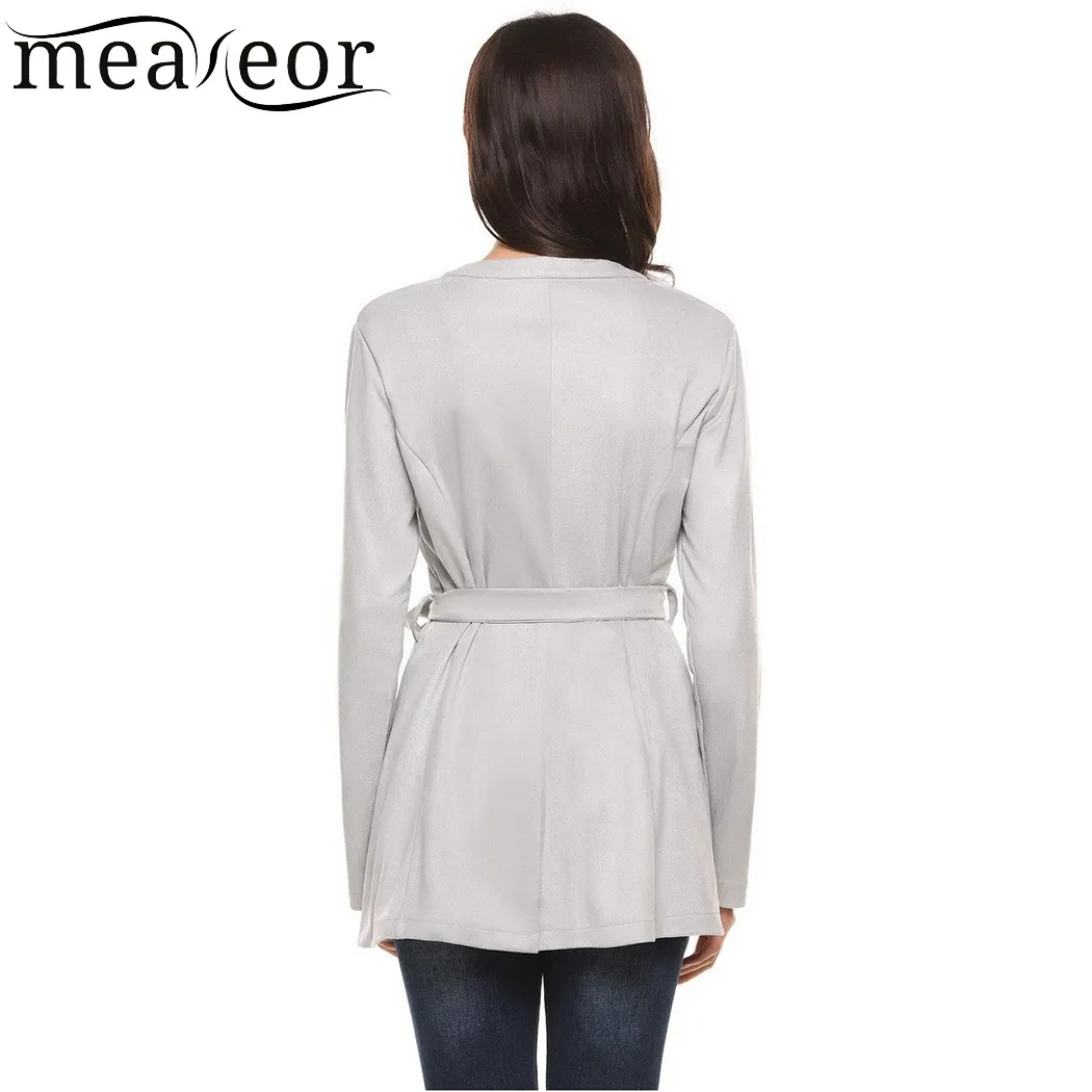 Meaneor/женская короткая куртка сезон весна осень однотонная Повседневная с круглым