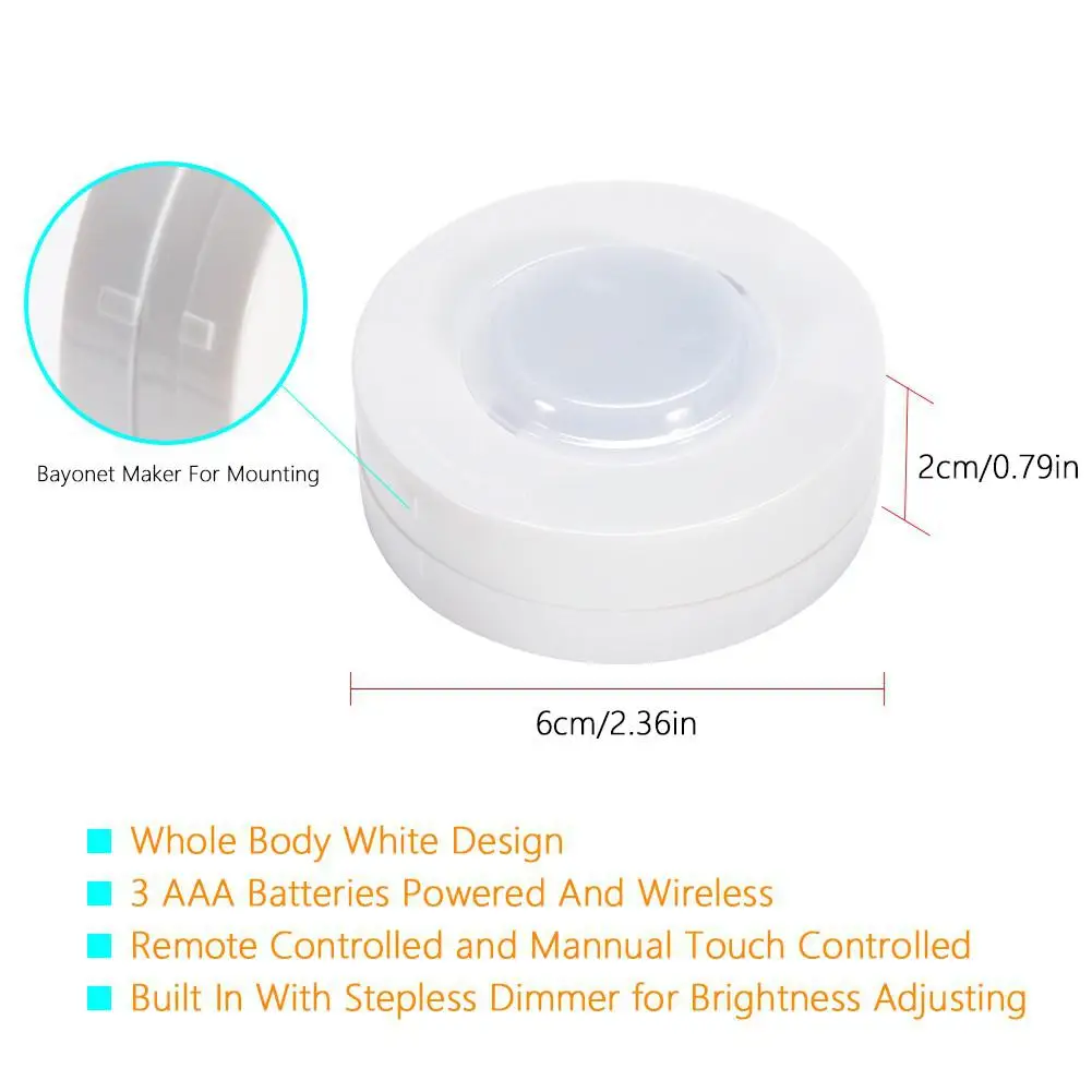 LumiParty 12PCS Wireless LED Puck Night Light Set Dimmer Timer Battery Powered LightRemote Control Suitable for Kitchen Cabinet | Освещение