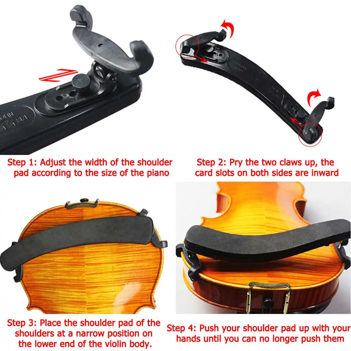 Adjustable Violin Soft Sponge Shoulder Chin Rest Support Cover Protector Pad For 1/2 3/4 4/4 Bridge Type Violin Fiddle Accessori