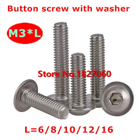 50 шт. M3 винт Шестигранная головка с головкой винта шайбой/Шестигранная Фланцевая