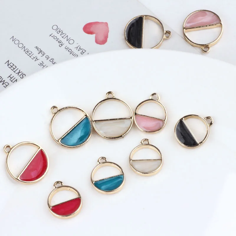 

50pcs/lot Gold color Acrylic Acid Resin Charms Circle Pendants For DIY Earring Jewelry Making Finding Earrings Accessories