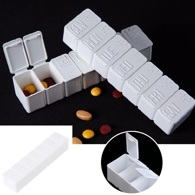 Контейнер для хранения 7 дневная таблетка медицина таблетки коробка крышка