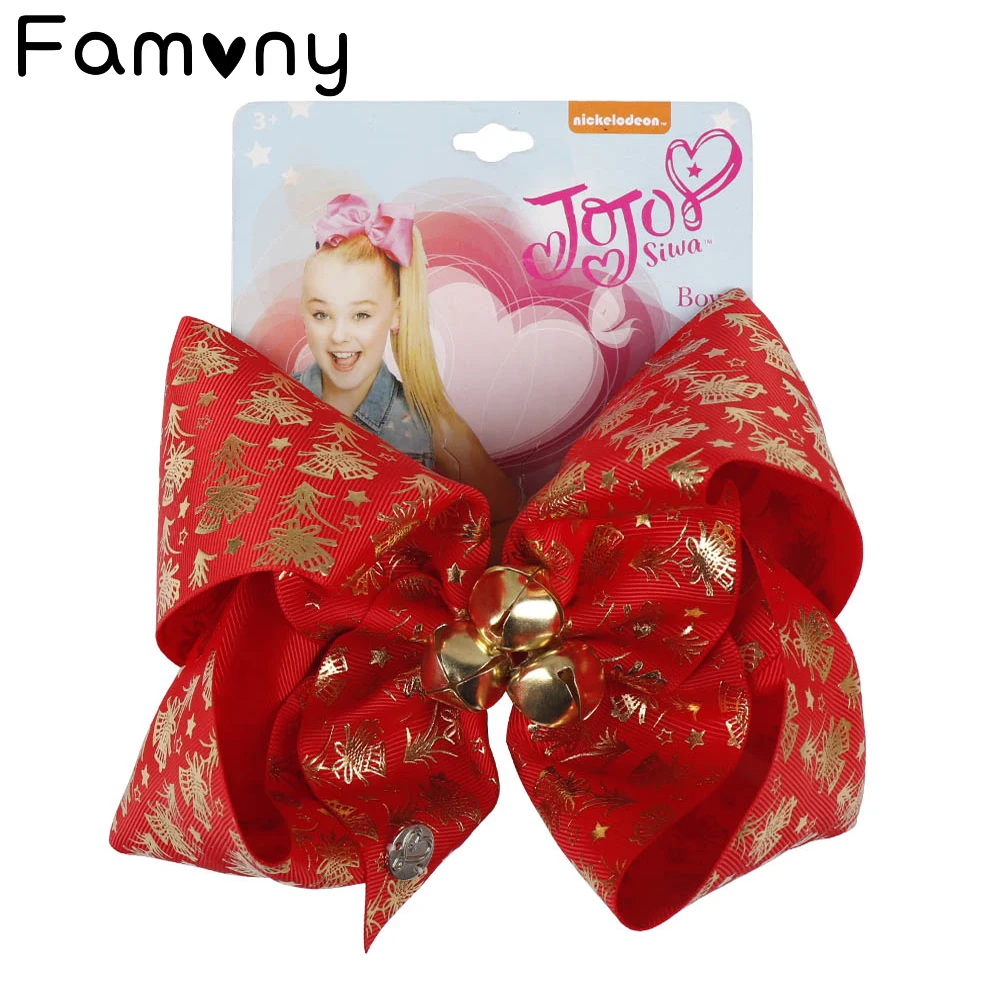 Рождественские банты для волос 7 дюймов 2018 мерцающие колокольчики в виде Санты