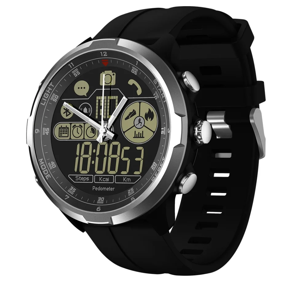 Silver Zeblaze VIBE 4 гибридные Смарт-часы с экраном 1,24 дюйма умные часы 24 месяца в режиме ожидания 24 часа всепогодный мониторинг для iOS Android - Цвет: Silver