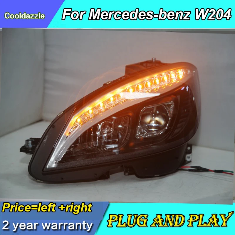 Для Mercedes-Benz W204 светодиодный налобный фонарь 2007 2008 2009 2010 2011 головной светильник передние фары с дневными ходовыми светильник