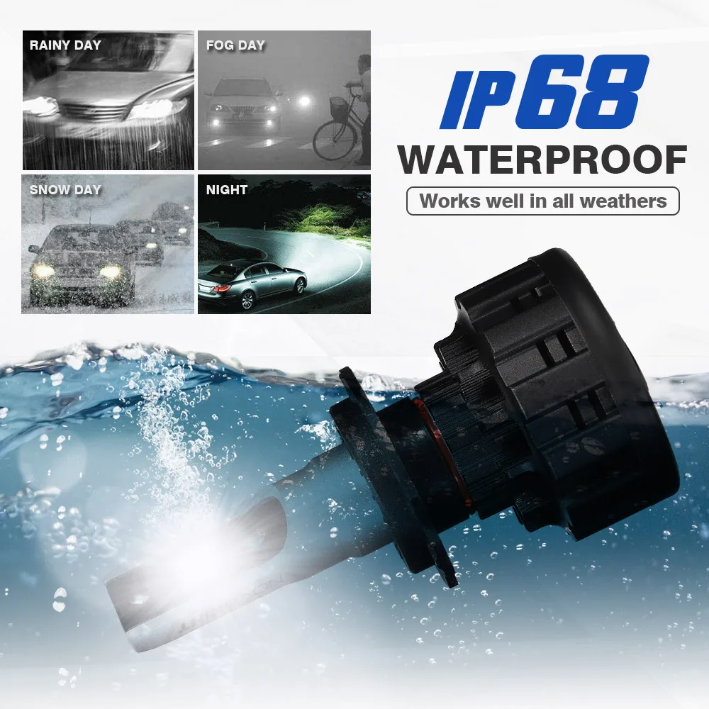 Светодиодная лампа NOVSIGHT carro h4 h7 hb3 hb4 6500 К 16000lm водонепроницаемая пылезащищенная 12