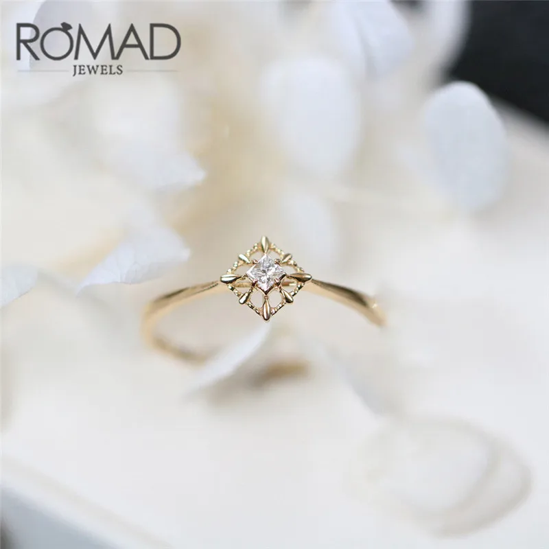 Женское Обручальное Кольцо ROMAD Dainty обручальные кольца из циркония с золотым