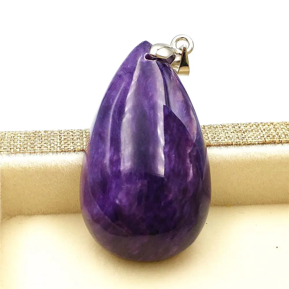 Топ Природный чароит фиолетовый драгоценный камень женский мужской кулон 38x22x10