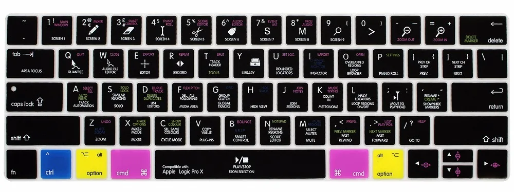 Силиконовый чехол для клавиатуры Apple Logic Pro X с горячим ключом Macbook 13 &quotA1706 15&quot A1707