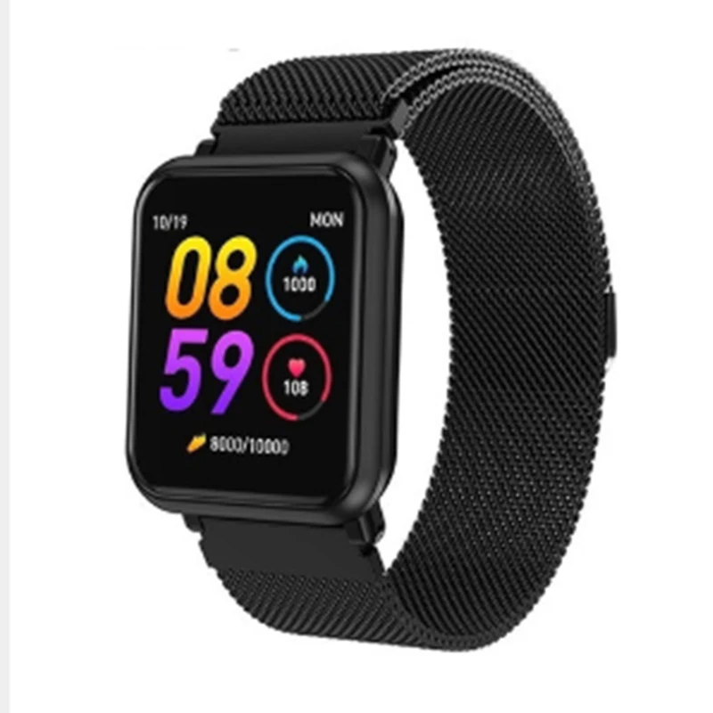 Black steel strap Смарт-часы, водонепроницаемые, Bluetooth 4,0, монитор сердечного ритма, браслет, сенсорный цветной экран, для мужчин и женщин, спортивные Смарт-часы для ios - Цвет: Black steel strap