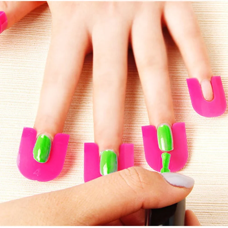 

Useful Nail Polish Edge Anti-Flooding Plastic Template Clip Manicure Tools Sets
