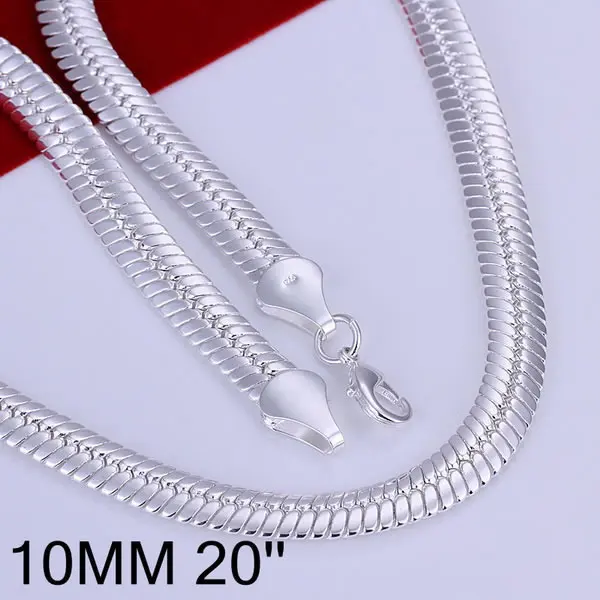 Free Shipping 925 Silver fashion jewelry Necklace pendants Chains silver necklace 10mm Flat Snake ulql nfve | Украшения и