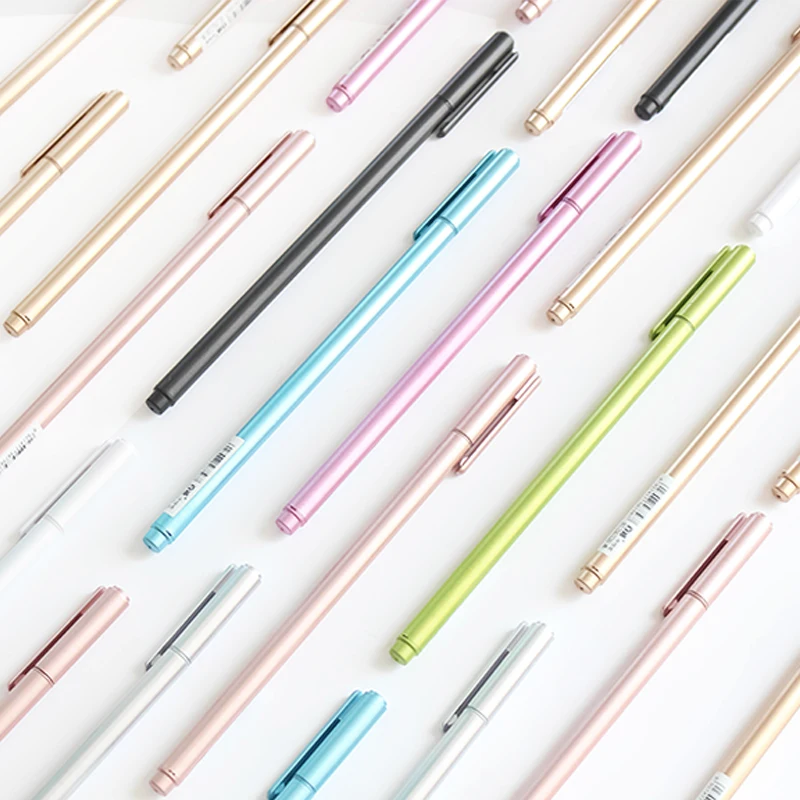 JIANWU 8pcs MUJI style 0.38 Metallic color simple neutral pen fashionable business gel set office supplies|gel set|muji 0.38gel |