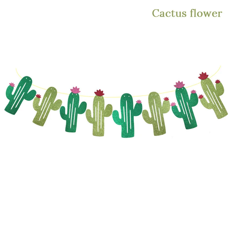 Cactus Alpaca Llamas Unicorn Cake Topper Cupcake Toppers Wedding Birthday Cake Decoration Jungle Summer Party Supplies - Цвет: 1set paper banner