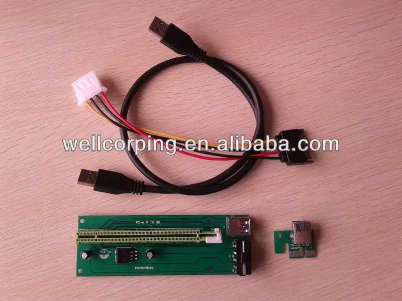 PCIe PCI-E PCI Express Райзер-карта 1x до 16x USB 3 0 кабель для передачи данных SATA к 4Pin IDE Molex