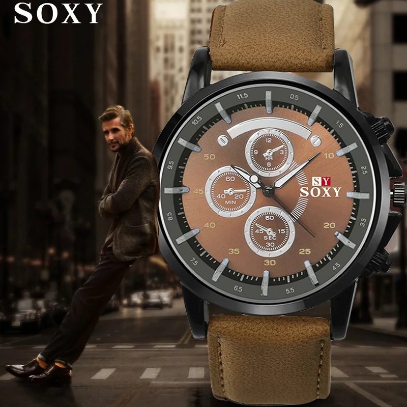 Мужские часы модные кожаные спортивные Erkek Kol Saati Reloj Hombre мужские 2019 Relojes|Кварцевые