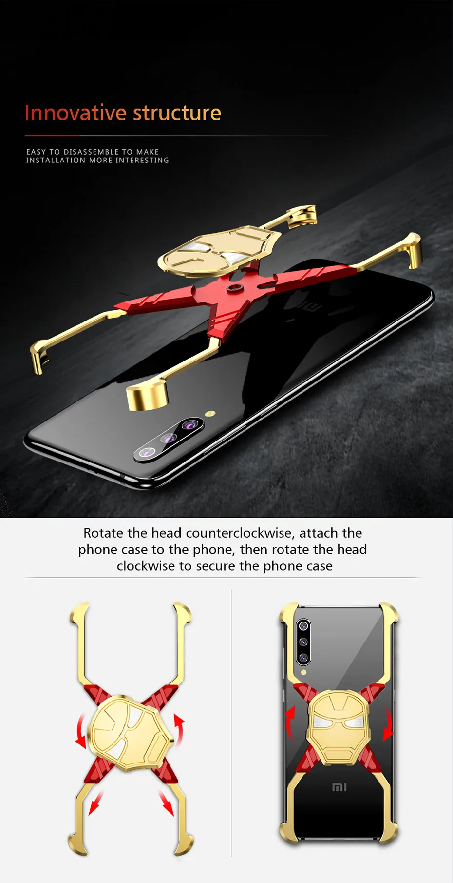 OATSBASF Железный человек роскошный Металл чехол для Xiaomi Mi 9 чехол индивидуальный металлический чехол-Бампер анти-падение и ударопрочный чехол