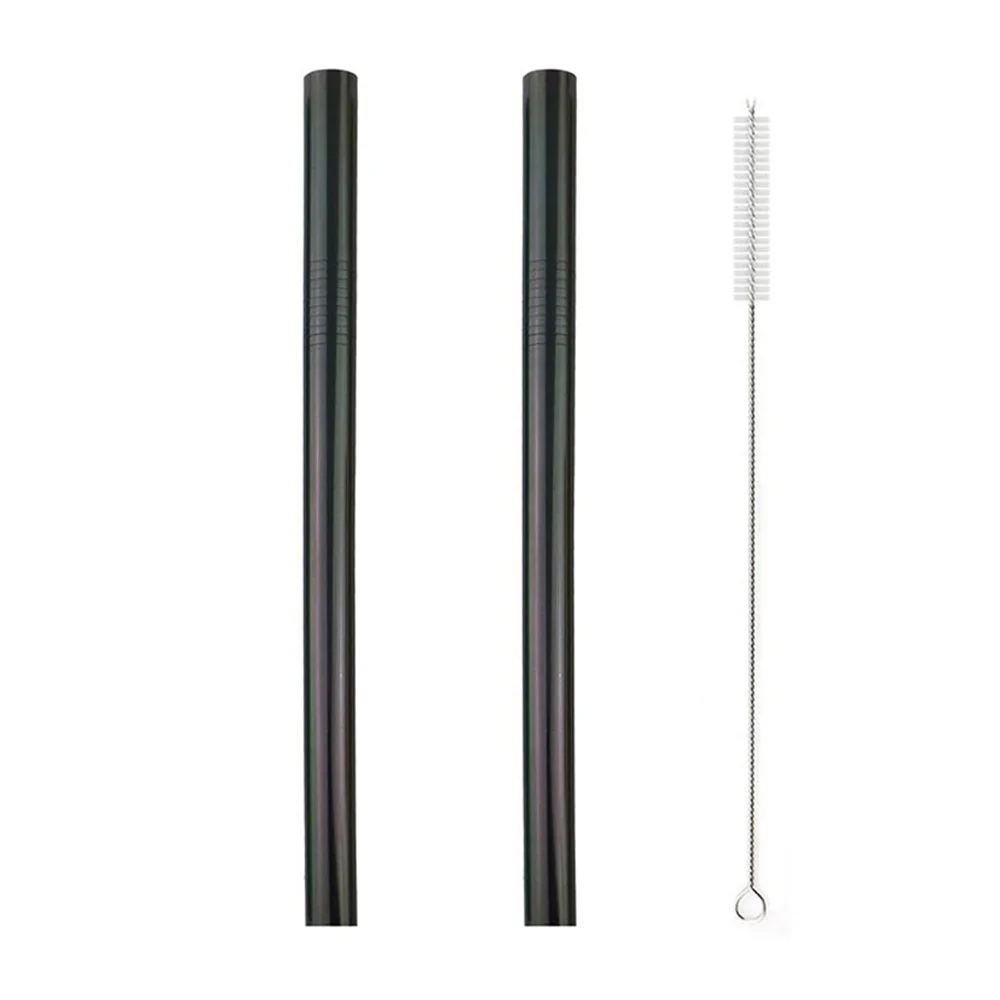 Black 215x12mm A 2 шт питьевой соломинки многократного использования из нержавеющей стали соломинки Экстра Широкий 12 мм металлическая соломинка с чистящей щеткой мешок пузыря чай Yerba mate - Цвет: Black 215x12mm A