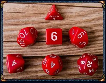 Red 7 шт. набор цифровых кубиков D4, D6, D8, D10, D10%, D12, D20 подземелья драконы многогранные Акриловые Игральные Кости, пластмассовые аксессуары для настольных игр, DnD, RPG GYH - Цвет: Red