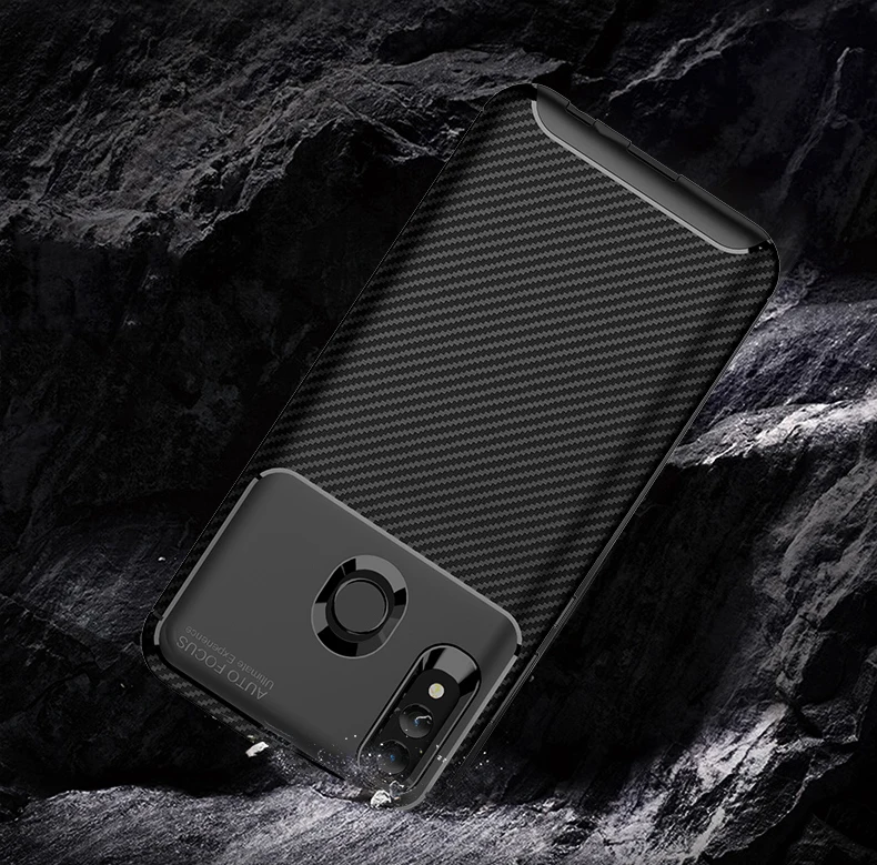 Чехлы для телефонов из углеродного волокна Huawei P Smart 2019 мягкий силиконовый