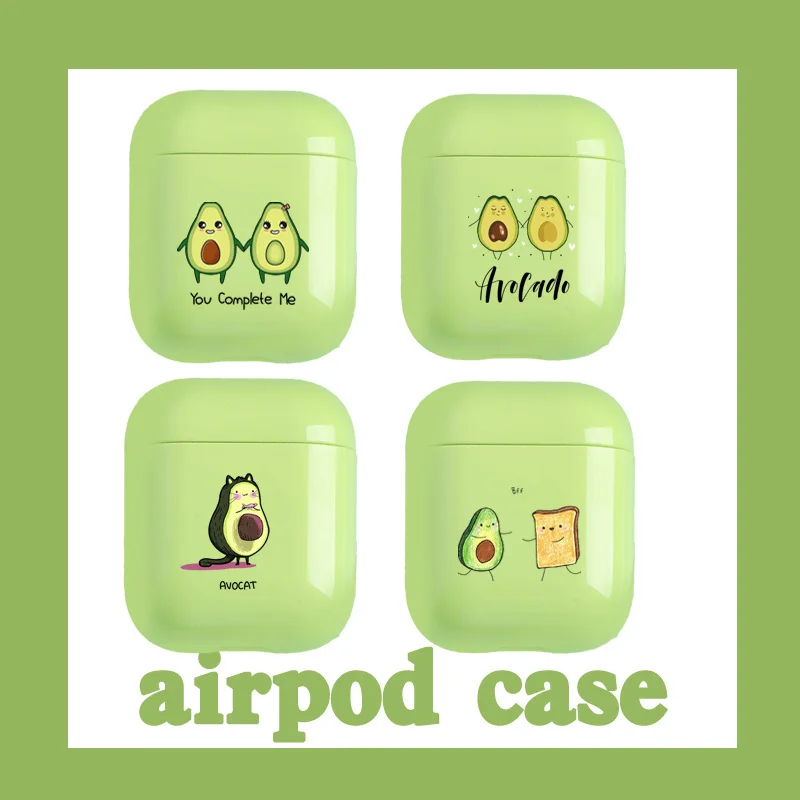 Милый чехол для Apple airpods, чехол с мультяшным забавным авокадо, Bluetooth, чехол для наушников Airpods 1, 2, сумки для зарядки, Жесткий Чехол для наушников