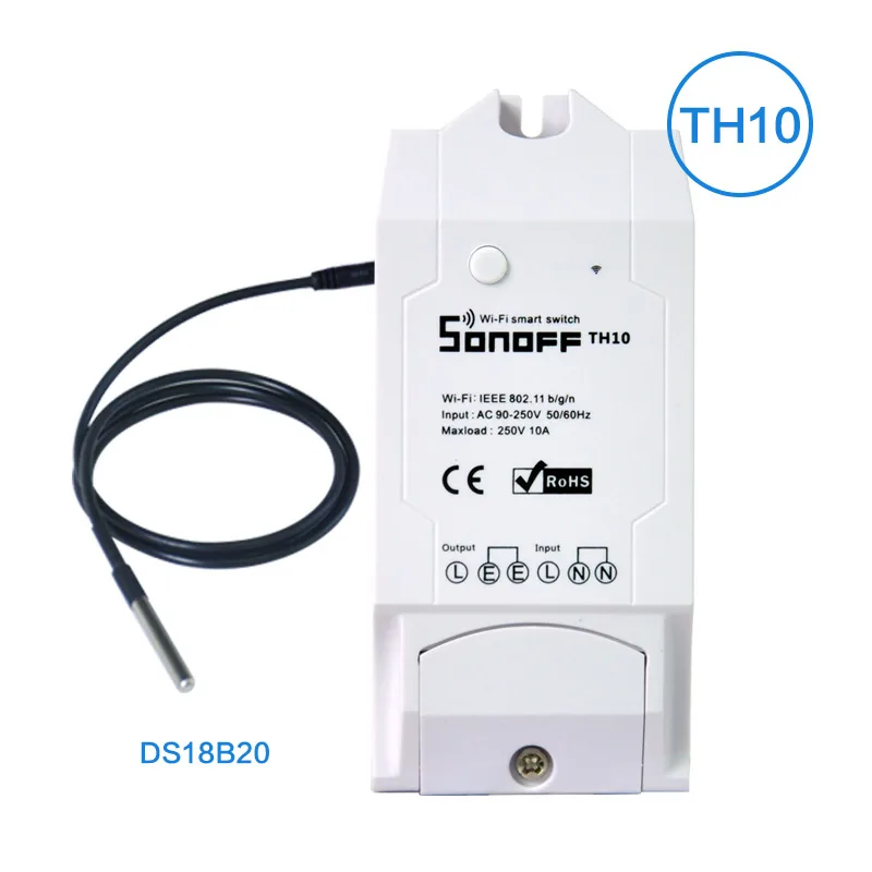th10ds18b20 Sonoff th10, 10a/16a умные модули автоматизации Wifi беспроводной переключатель дистанционного управления для умного дома с температурой и влажностью - Комплект: th10ds18b20