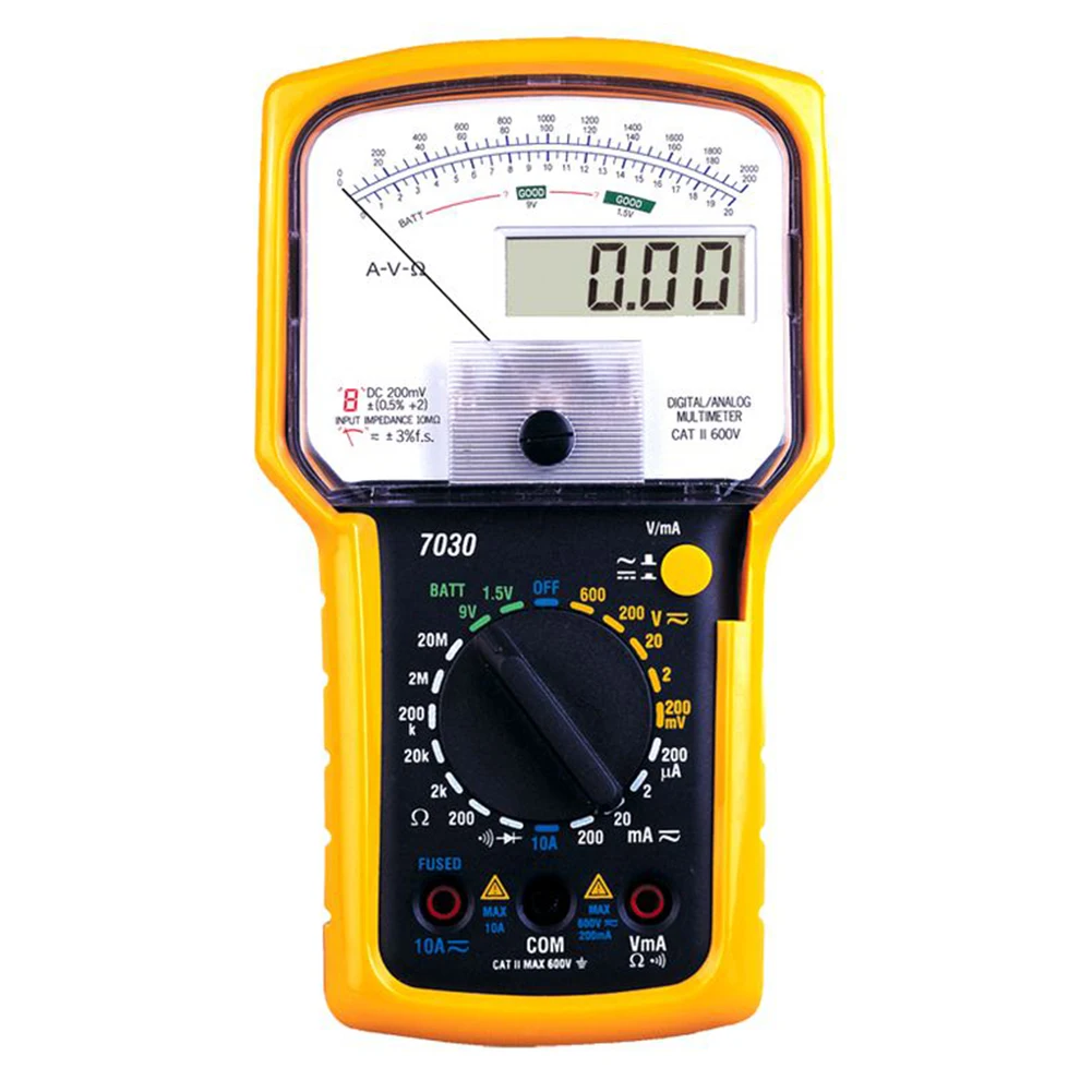 Black Yellow KT7030 Двойной цифровой аналоговый мультиметр Напряжение Ток Ом инструмент точный тестер набор - Цвет: Black Yellow