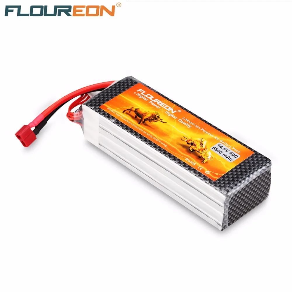 Floureon 4S 14,8 V 5500mAh 40C с штекером Deans LiPo аккумулятор для 1/8& 1/10 RC модель автомобиля Лодка вертолет RC батарея