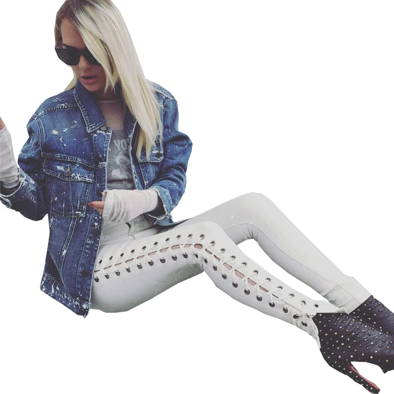 2018 летние модные узкие черные джинсы карандаш женские белые джинсовые брюки в