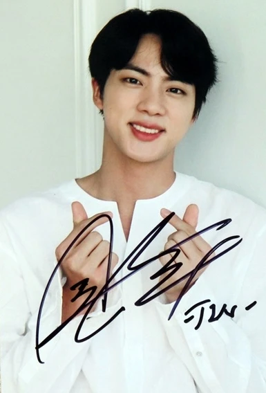 Подпись Bangtan Boys JIN фото с автографом LOVE YOURSELF слеза K POP 6 дюймов Бесплатная доставка