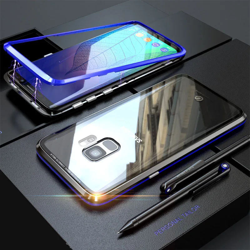 Чехол для samsung Galaxy S9 тонкий бампер [Магнитная адсорбции] закаленное стеклянный
