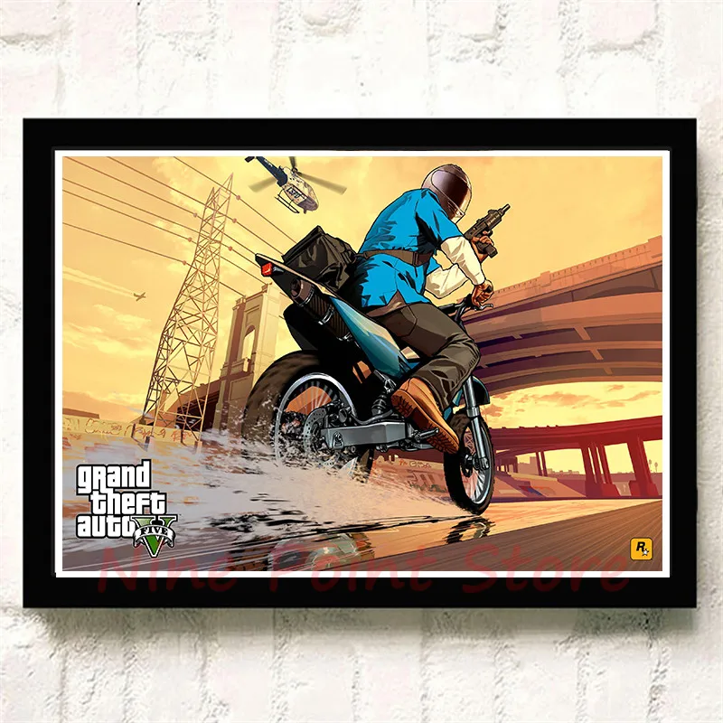 Постер на стену GTA Grand Theft Auto San обладающий полным покрытием без рамки бумажный для