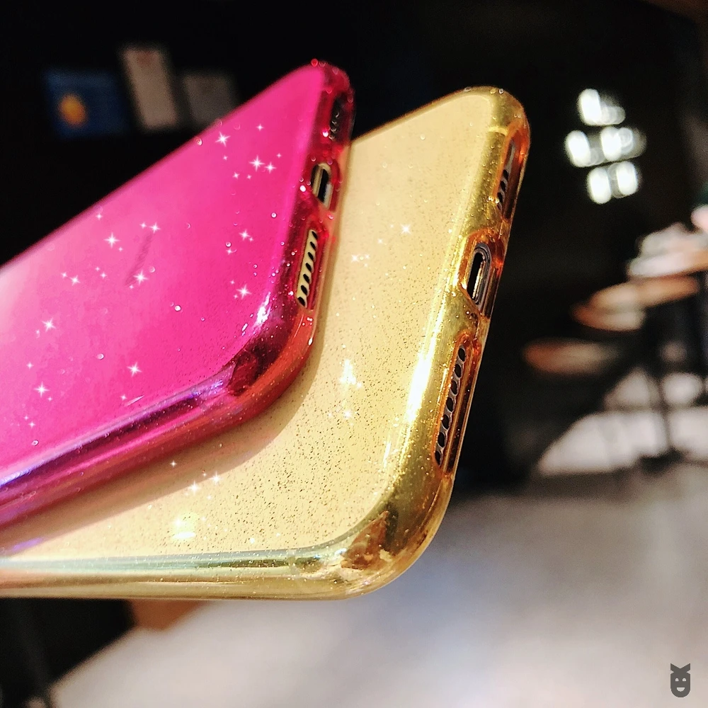 Для iPhone X XR XS 11 Pro Max 8 7 6 6s Plus сверкающий блеск Радужный прозрачный градиентного цвета Мягкая силиконовая задняя накладка из ТПУ чехол