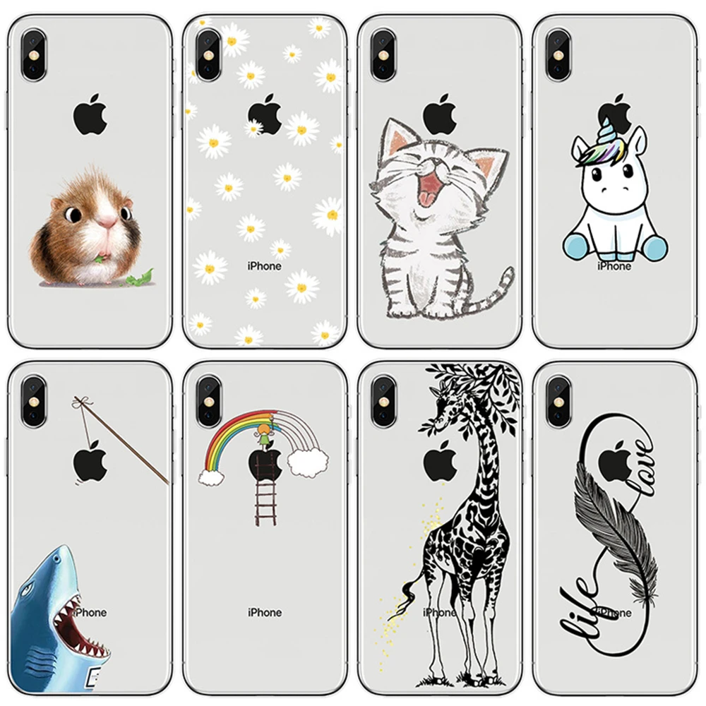 Милый мультфильм животных ультра тонкий чехол для телефона iPhone 6 7 8 S плюс X XS XR MAX