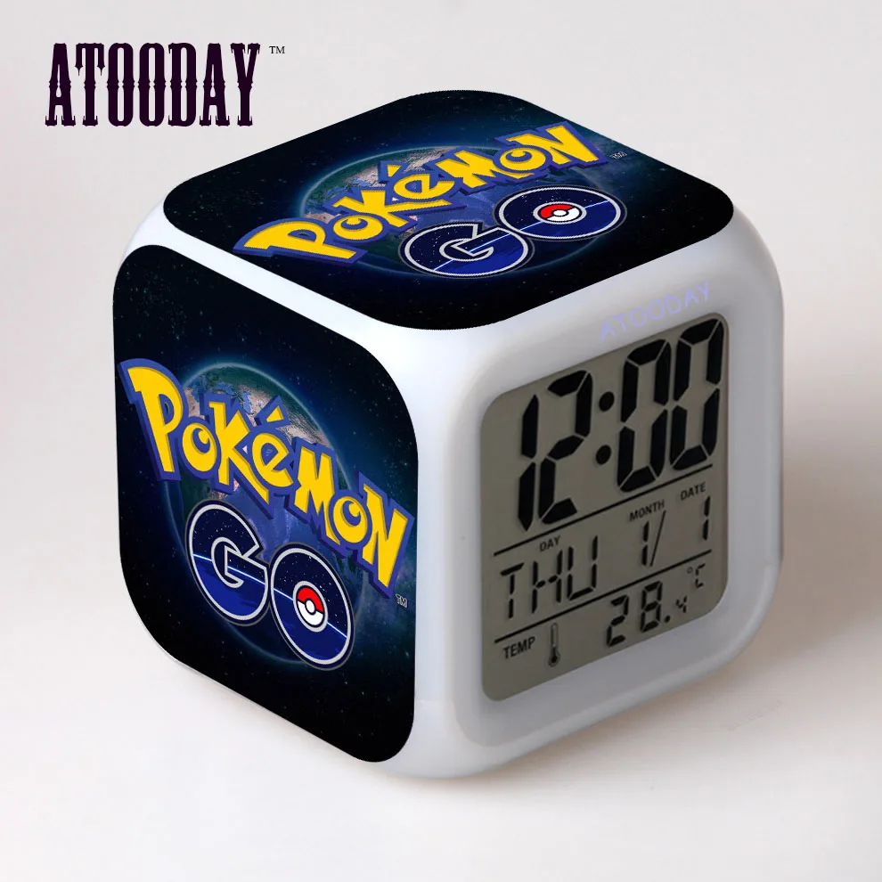 alarm clock Pokemon Go будильник светодиодный свет 7 цветов изменить лошадь настольные часы Relogio де меса Пробуждение свет пластик цифровой Винтаж - Цвет: alarm clock