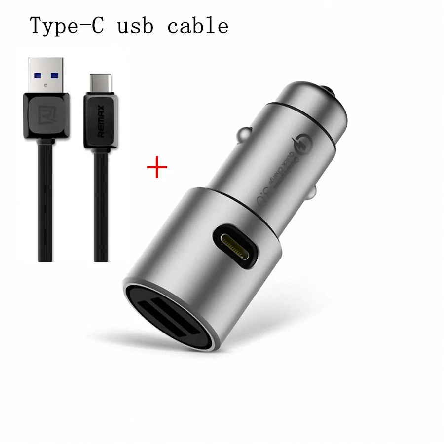 add type c usb cable Xiaomi Mi автомобиля Зарядное устройство QC3.0 X2 Dual USB Быстрая зарядка макс. 5 В/3A 9В/2A 15В/1.5A металлический Стиль - Тип штекера: add type c usb cable