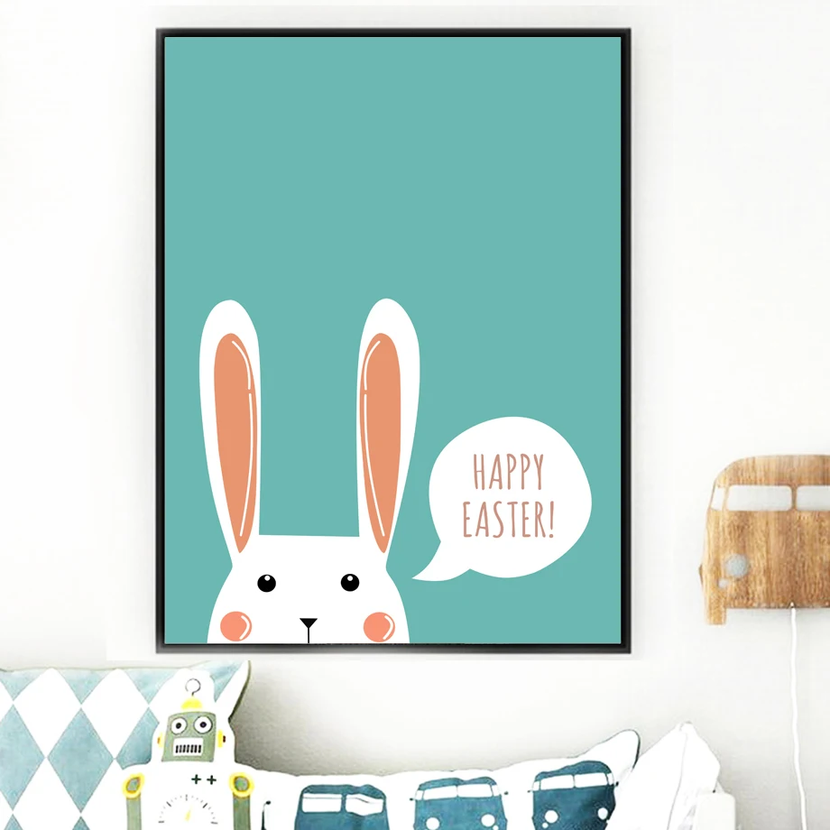 Кролик Птица счастливые пасхальные цитаты плакаты и принты холст картина