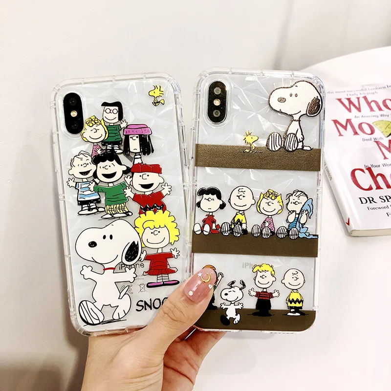 Comic cartoon cute Snoopy diamond print phone case for iphone 6 6s 7 8 plus X XR XS MAX anti-fall luxury mobile holder |