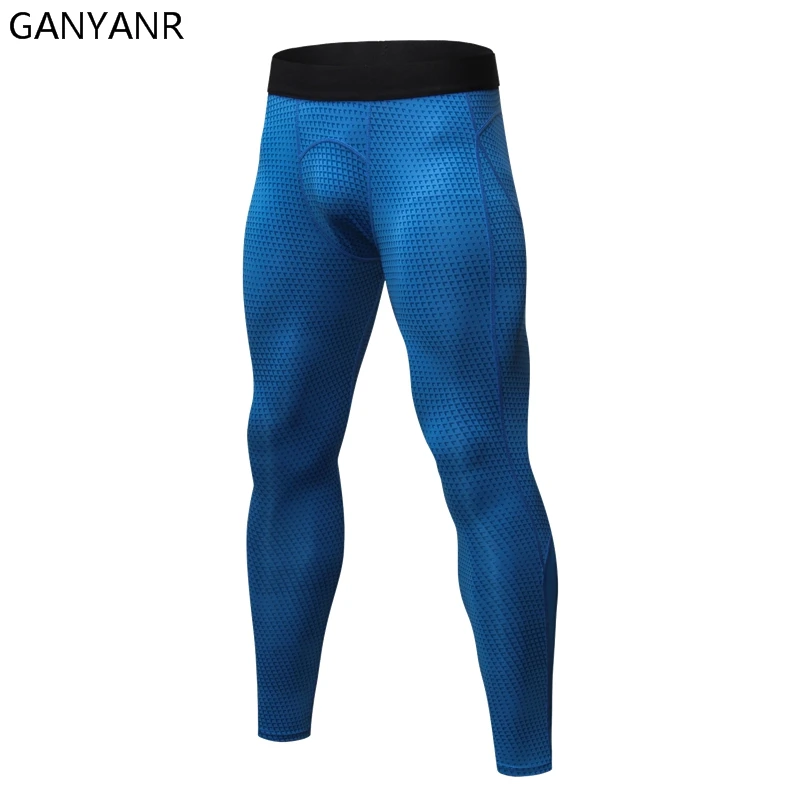 

GANYANR Running Tights Men Yoga Basketball Compression Pants Gym Sports Bodybuilding Jogging Athletic Leggings Fitness Training