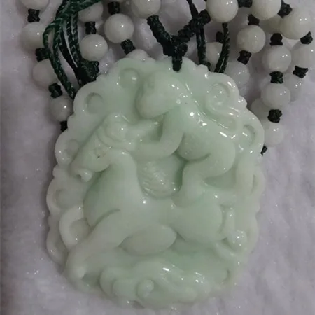 

A level original Shi Chun hand-carved light green horse monkey pendant necklace charm men's and women's style