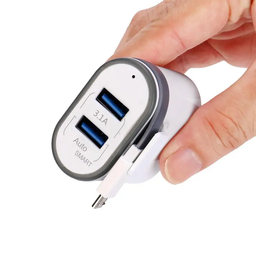 Светодиодный USB 2 порта 5 в 3.1A настенное домашнее зарядное устройство переменного тока для путешествий адаптер+ Micro USB дата зарядки кабель ЕС вилка для samsung S7