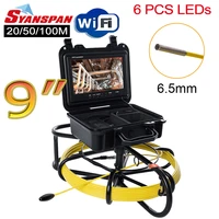 all in one syanspan ip68 9wi fi pipe inspection video camera6 5mm drain sewer pipeline industrial endoscope with meter counter