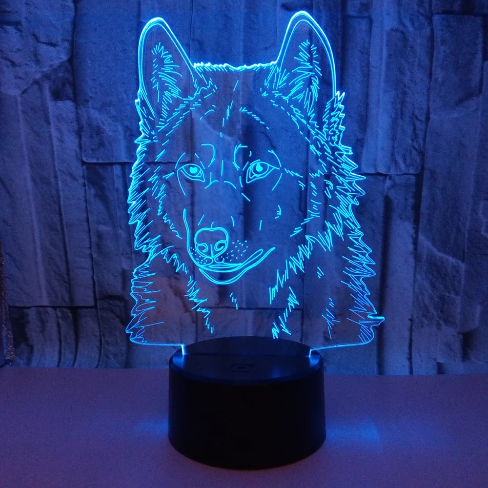 Маленькая настольная 3d-лампа Wolf многоцветный подарок с сенсорным и